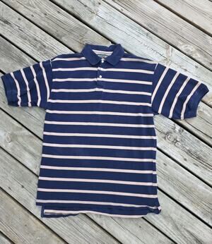 Vintage Y2K 90s American Eagle Polo Shirt Men's Size Medium Blue Stripe Preppy